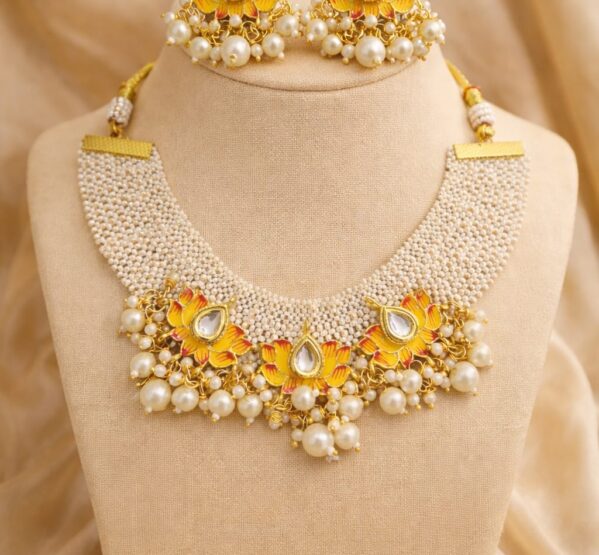 Pearl Lotus Kundan Choker Set
