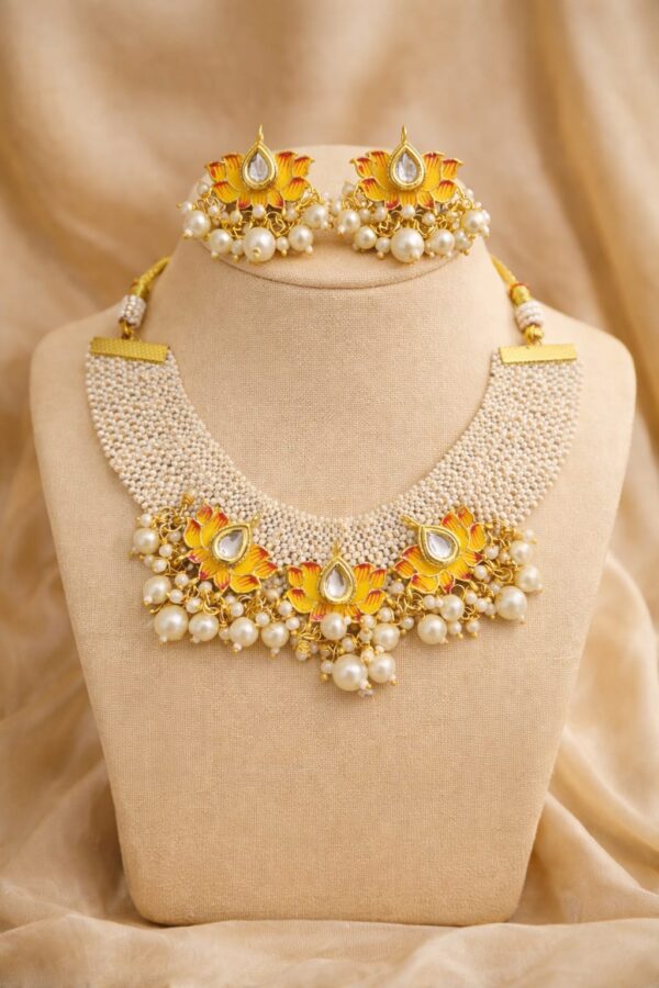 Pearl Lotus Kundan Choker Set