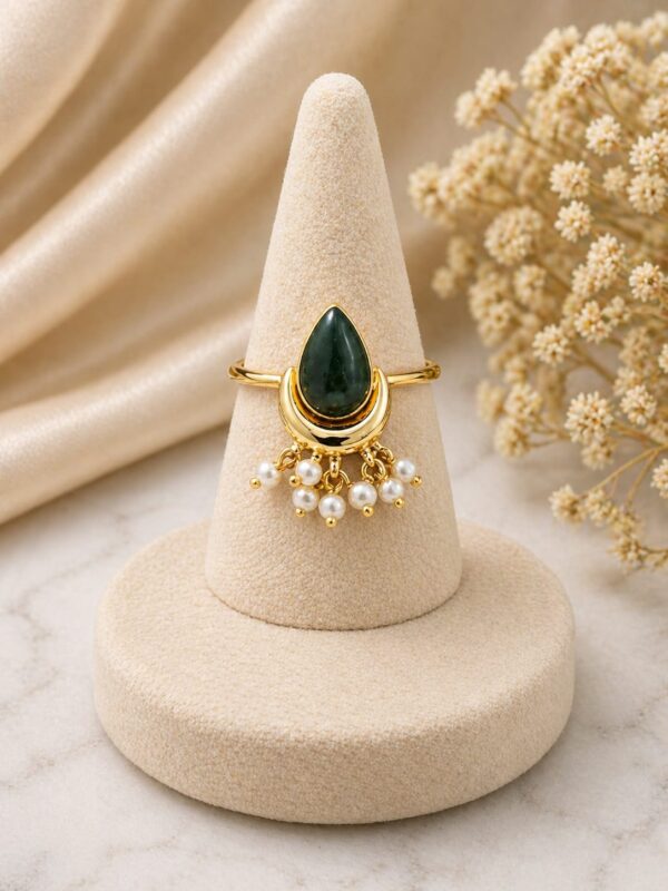 Emerald Pearl Drop Ring