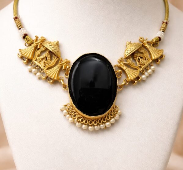 Royal Black Onyx Temple Choker Necklace