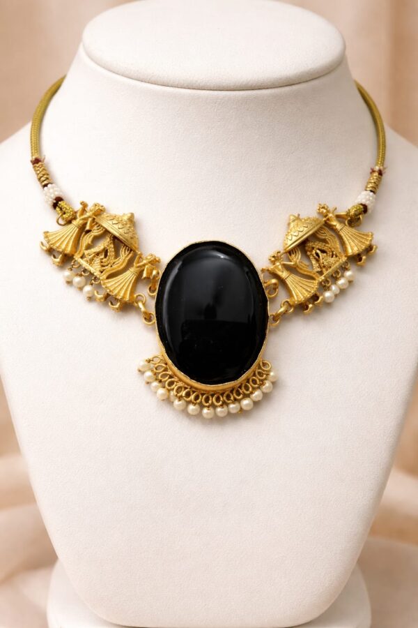 Royal Black Onyx Temple Choker Necklace