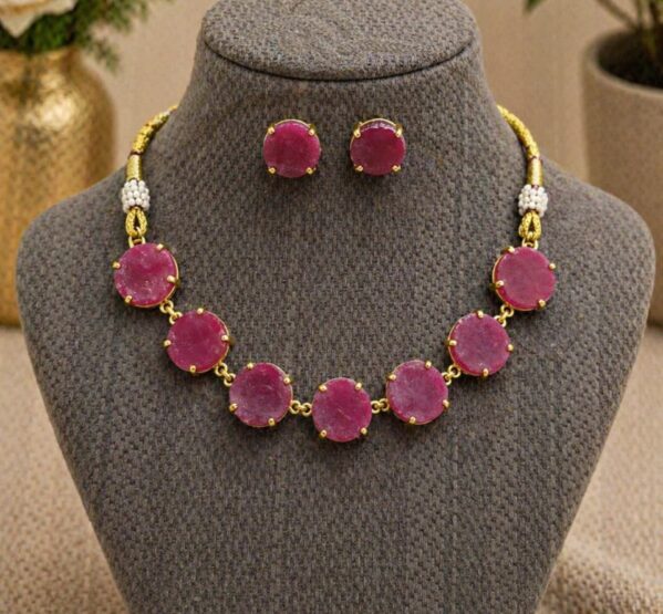Ruby Glow Statement Necklace Set