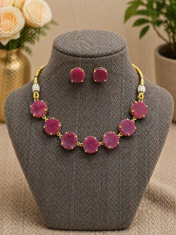 Ruby Glow Statement Necklace Set