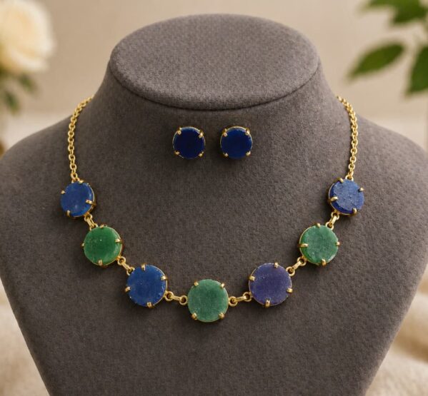 Dual Tone Druzy Stone Choker Set