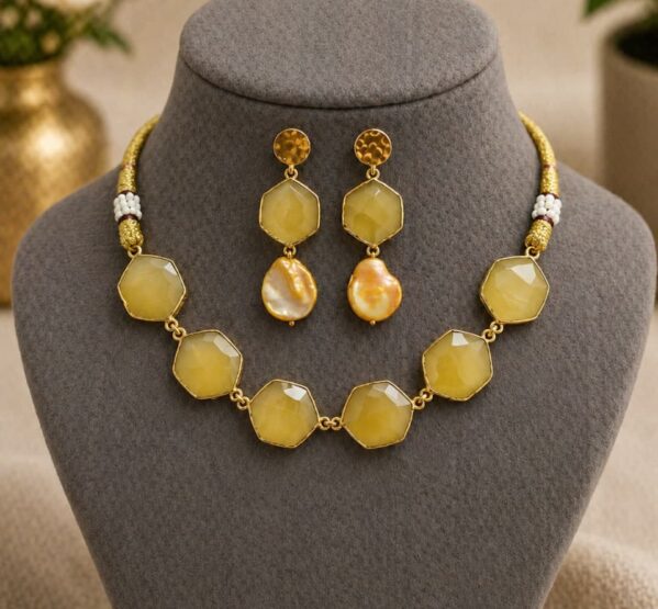 Golden Honey Quartz Statement Choker Set
