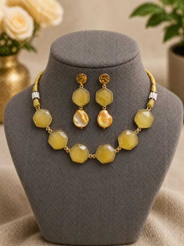 Golden Honey Quartz Statement Choker Set
