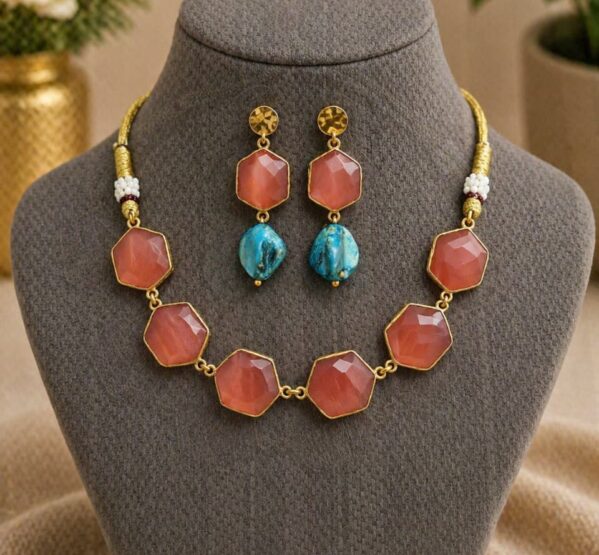 Coral Turquoise Statement Choker Set