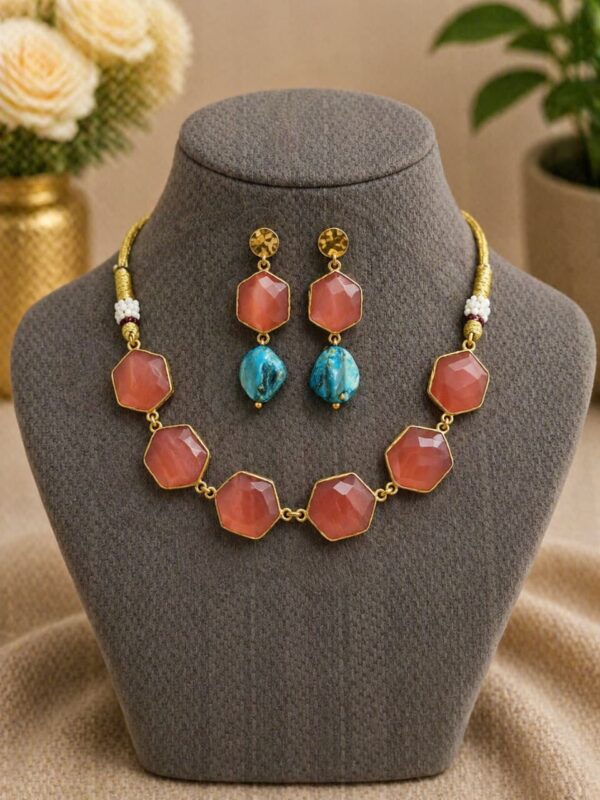 Coral Turquoise Statement Choker Set