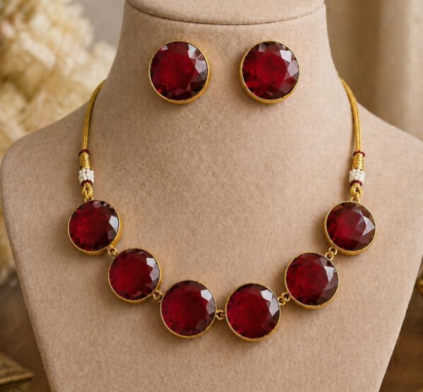 Ruby Radiance Statement Necklace Set