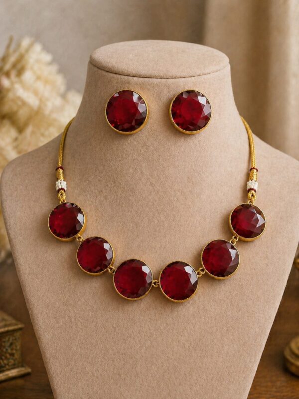 Ruby Radiance Statement Necklace Set
