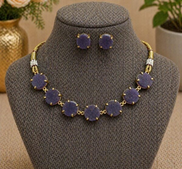 Royal Amethyst Druzy Choker Set
