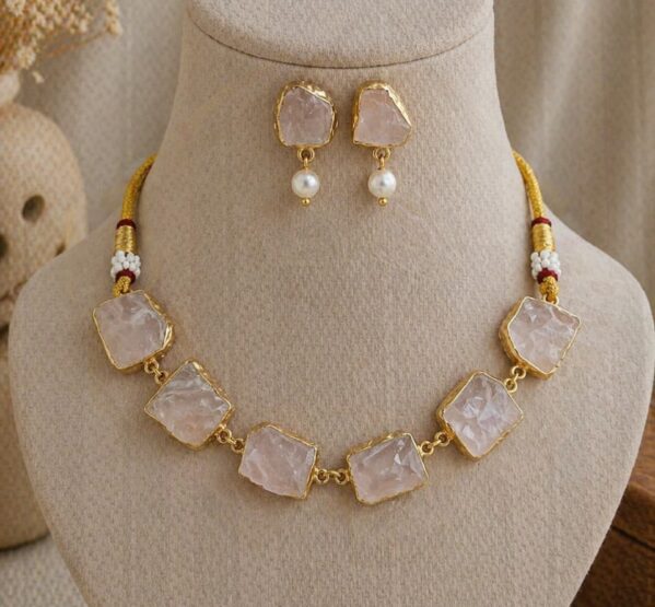 Rose Quartz Statement Necklace Set