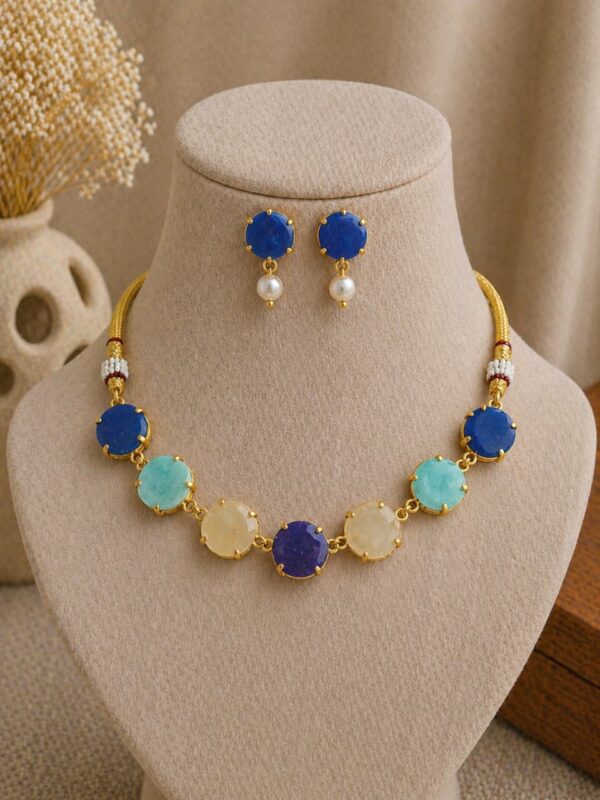 Gold-Tone Multicolor Stone Necklace Set