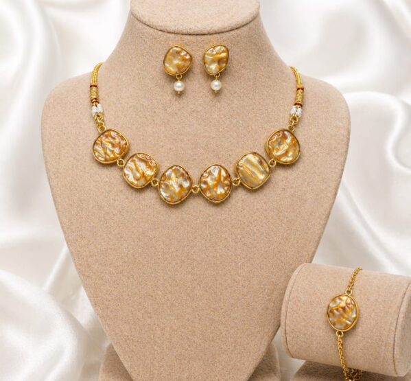 Golden Glow Mother of Pearl Necklace Set