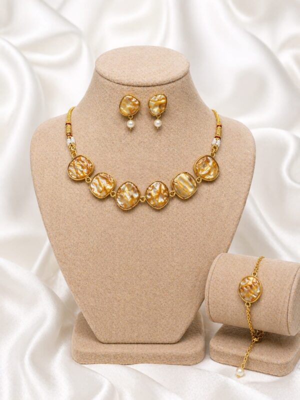 Golden Glow Mother of Pearl Necklace Set