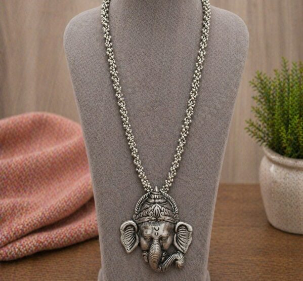 Antique Ganesha Face Pendant Necklace