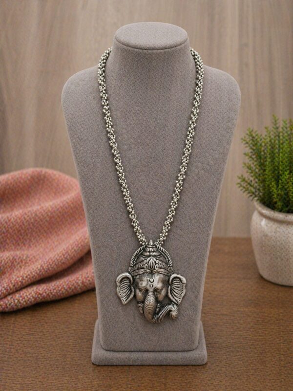 Antique Ganesha Face Pendant Necklace