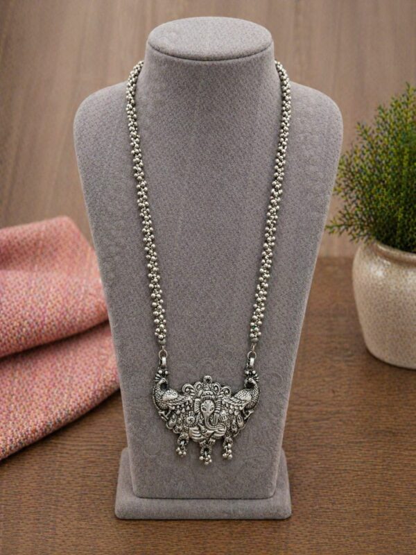 Peacock Ganesha Pendant Long Necklace