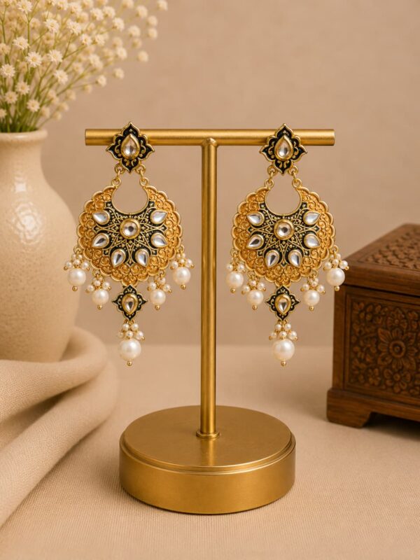 Handpainted Pearl Chandbali Earrings