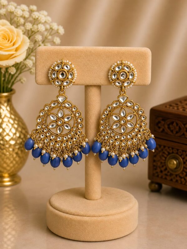 Pearl Kundan Chandbali Earrings