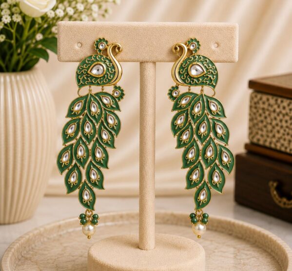 Peacock Leaf Dangler Earrings