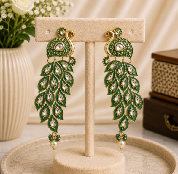 Peacock Leaf Dangler Earrings