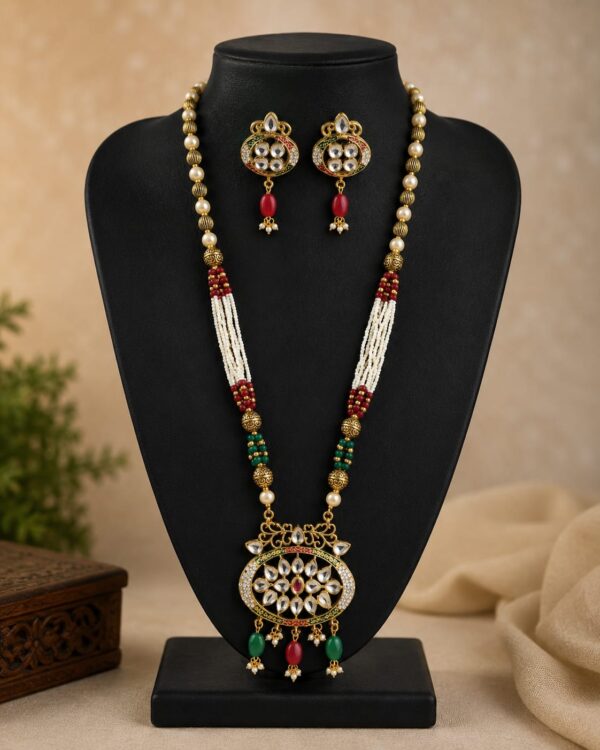 Kundan Pearl Long Necklace Set