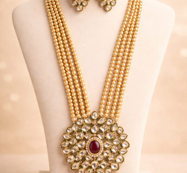Royal Pearl Kundan Long Necklace Set