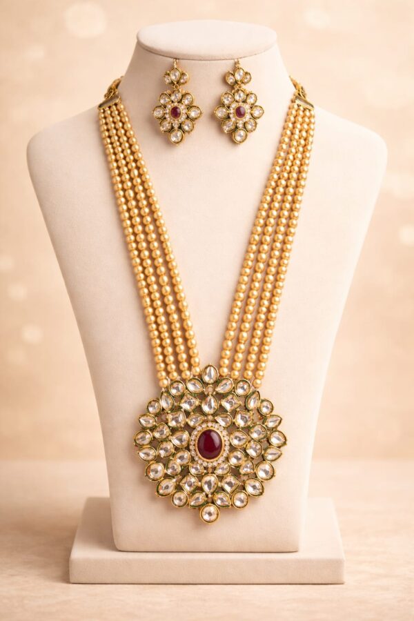 Royal Pearl Kundan Long Necklace Set