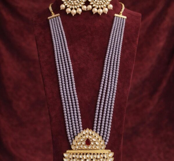 Rajwada Kundan Pearl Long Necklace Set