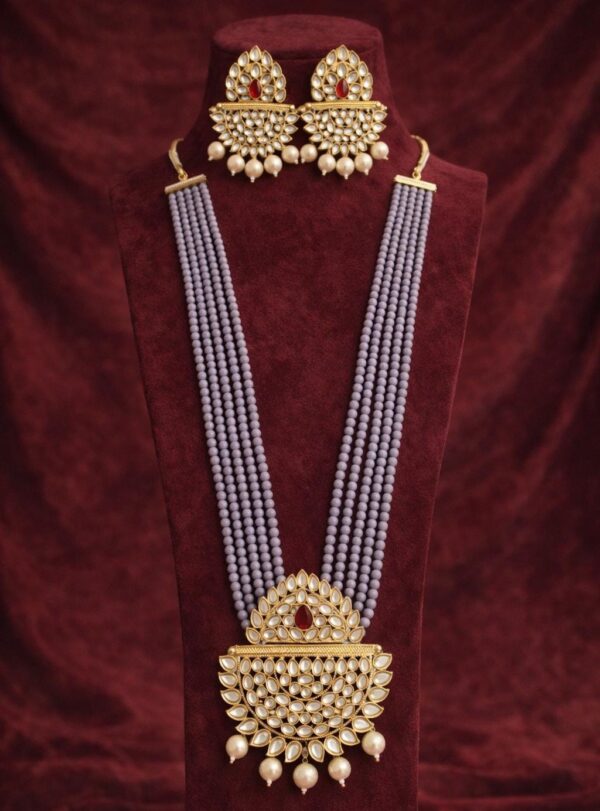 Rajwada Kundan Pearl Long Necklace Set