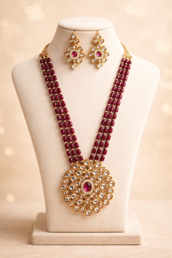Royal Kundan Ruby Long Necklace Set