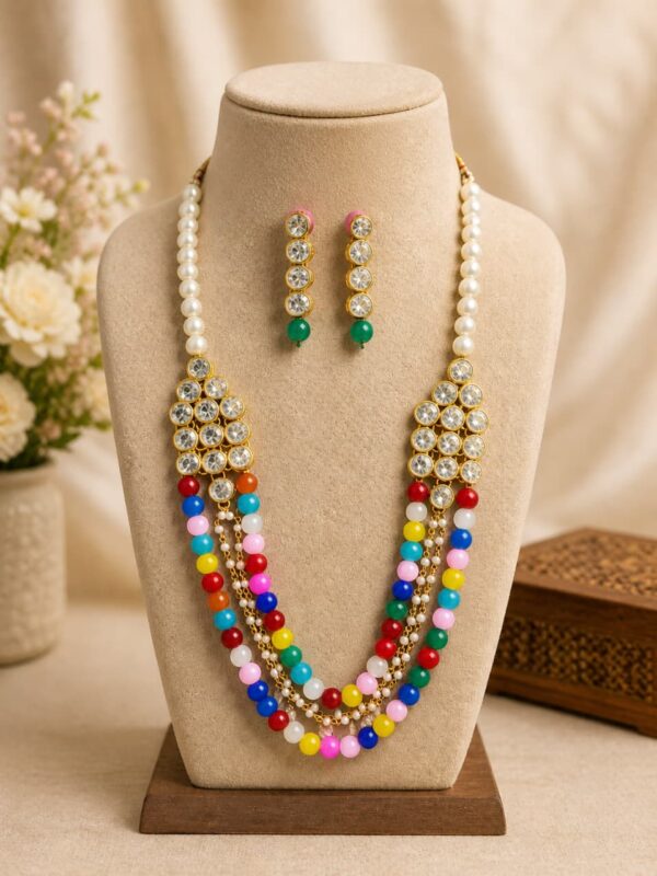 Multi Beaded Kundan Necklace Set