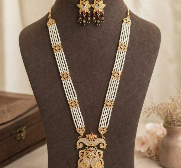 Royal Pearl Layered Long Necklace Set