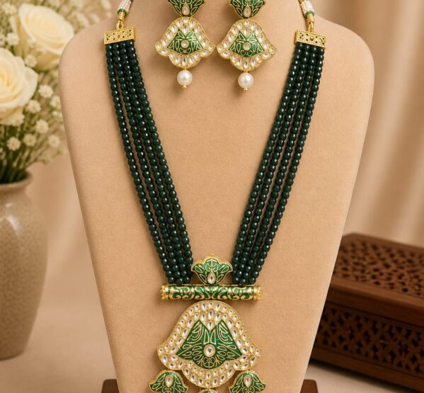 Kundan Beaded Long Necklace Set