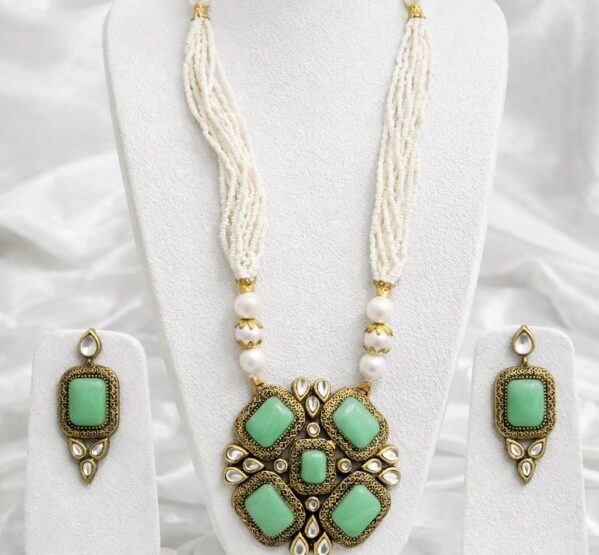 Kundan Pearl Long Necklace Set