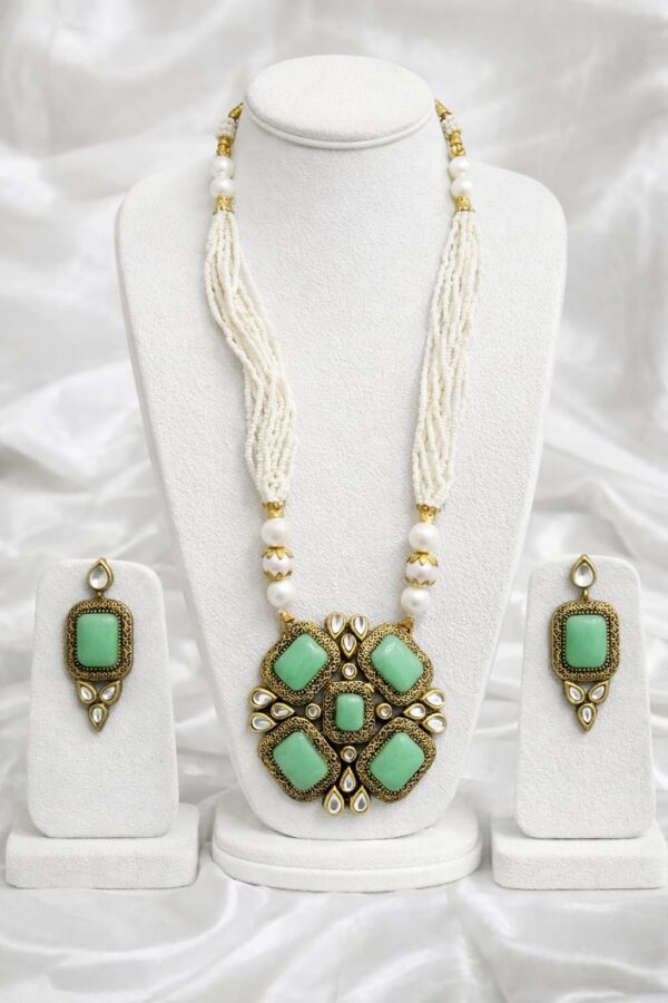 Kundan Pearl Long Necklace Set