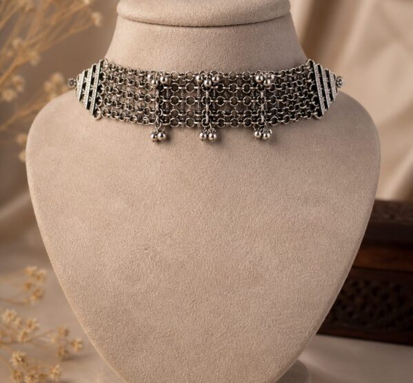 German Silver Layered Chain Choker