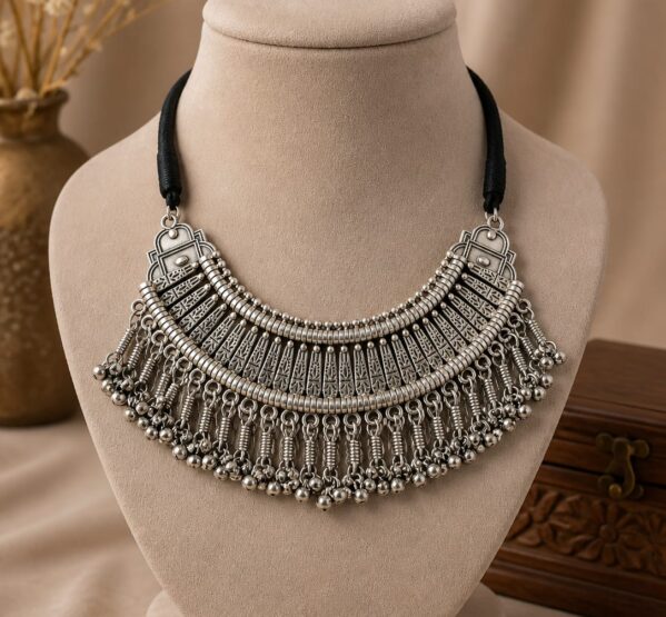 German Silver Tribal Statement Necklace