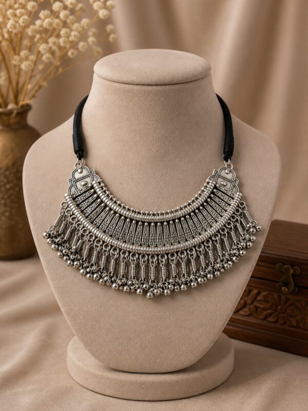 German Silver Tribal Statement Necklace