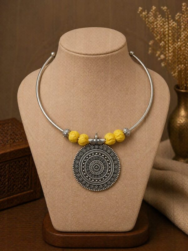 Yellow Bead Tribal Hansli Necklace