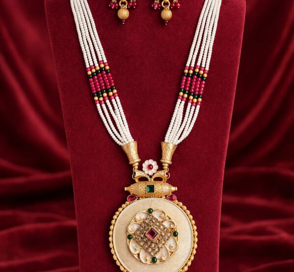 Pearl Meenakari Long Necklace Set