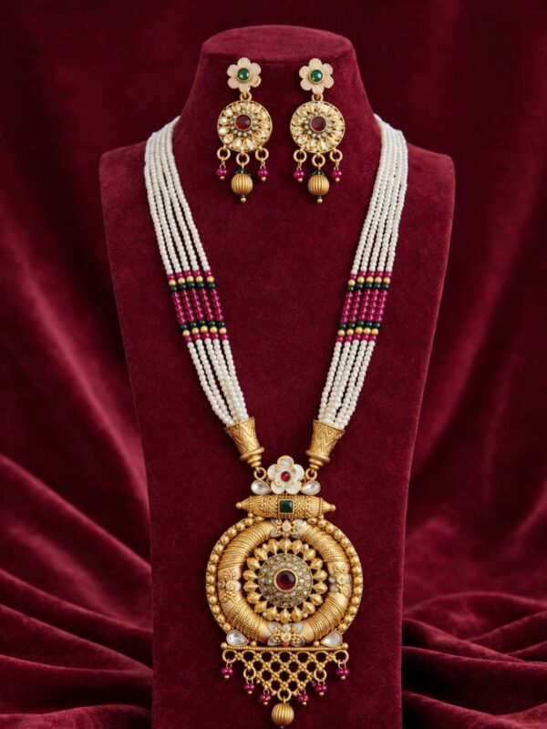 Pearl Heritage Pendant Long Necklace Set