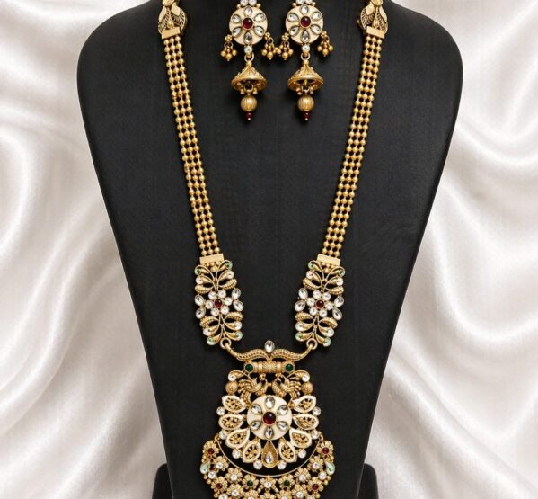Regal Floral Long Necklace Set