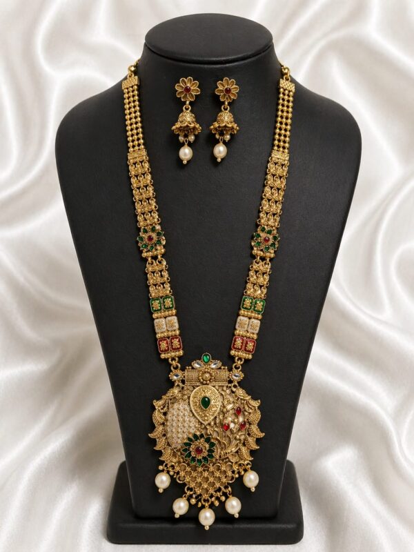 Heritage Temple Pendant Long Necklace Set