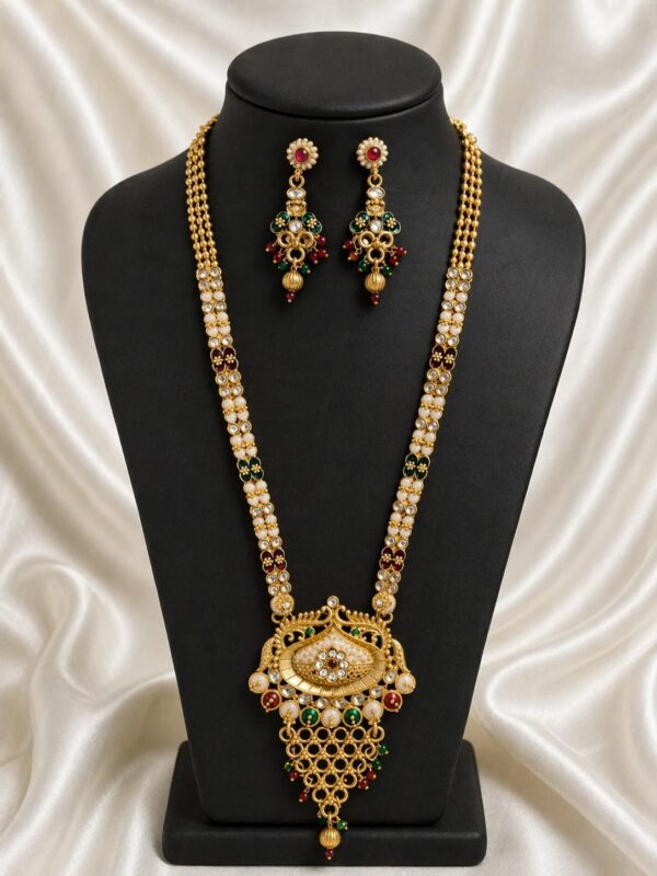 Royal Pearl Temple Long Necklace Set