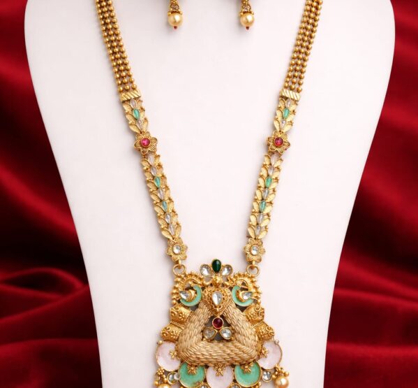 Pastel Meenakari Kundan Long Necklace Set