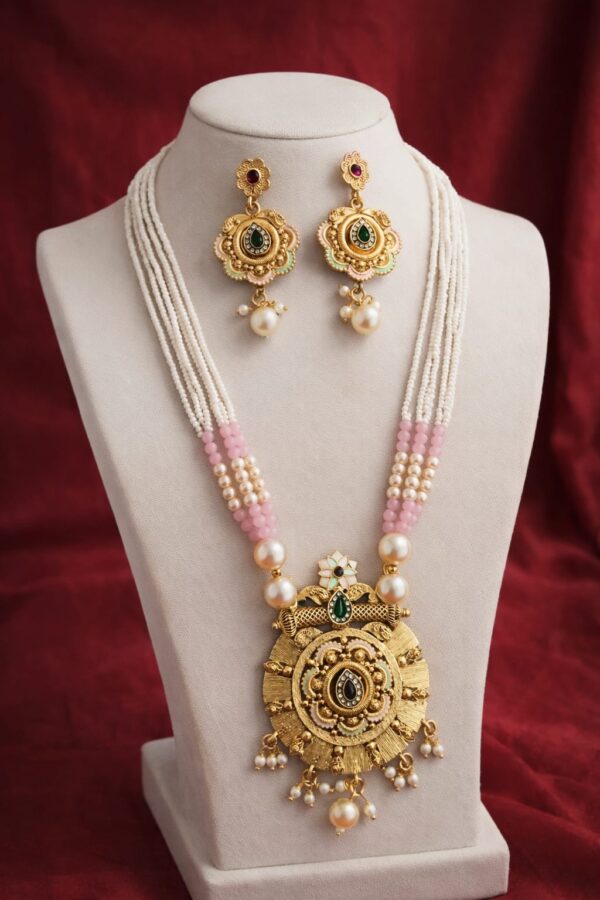 Royal Meenakari Pearl Pendant Set