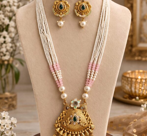 Heritage Pearl Temple Long Necklace Set