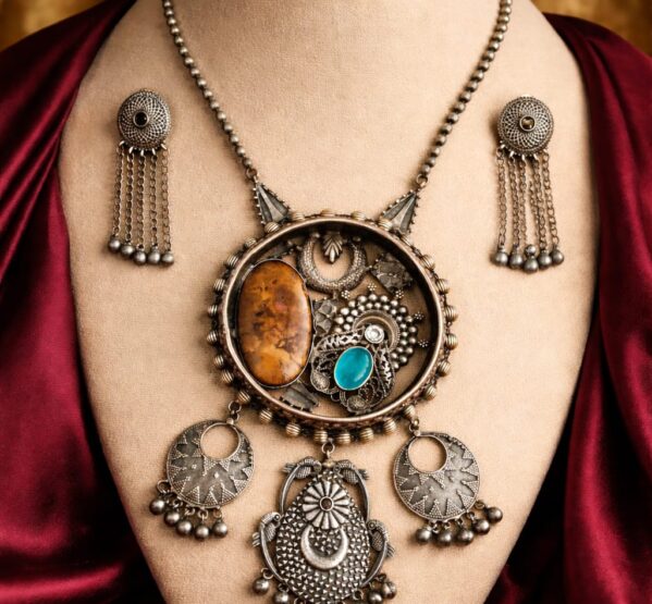 Chandrika Tribal German Silver Statement Set
